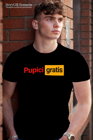 Tricou Femei, Barbati, Copii, Fata, Baiat, Unisex Personalizat Logo Haios Roșu Galben cu Mesaje de Dragoste și Pupici - Cadouri Personalizate Amuzante pentru Familie și Prieteni [1]