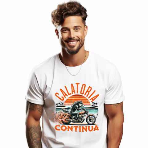 MOTOCICLETE - Tricou Femei, Barbati, Copii, Fata, Baiat, Unisex Personalizat Lup Furios pe Motocicletă Puternică – Aventură și Adrenalină