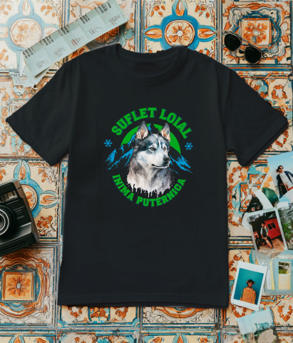 Tricou Femei, Barbati, Copii, Fata, Baiat, Unisex Personalizat Tricou Personalizat Lup Salbatic Husky – Suflet Loial și Inimă Puternică | Cadou pentru Iubitori de Câini [2]