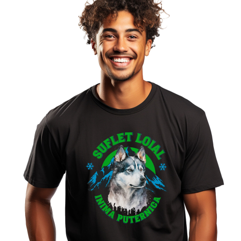 Animale - Tricou Femei, Barbati, Copii, Fata, Baiat, Unisex Personalizat Tricou Personalizat Lup Salbatic Husky – Suflet Loial și Inimă Puternică | Cadou pentru Iubitori de Câini