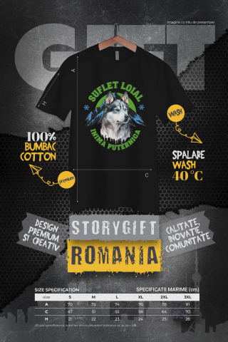 Tricou Femei, Barbati, Copii, Fata, Baiat, Unisex Personalizat Tricou Personalizat Lup Salbatic Husky – Suflet Loial și Inimă Puternică | Cadou pentru Iubitori de Câini [3]