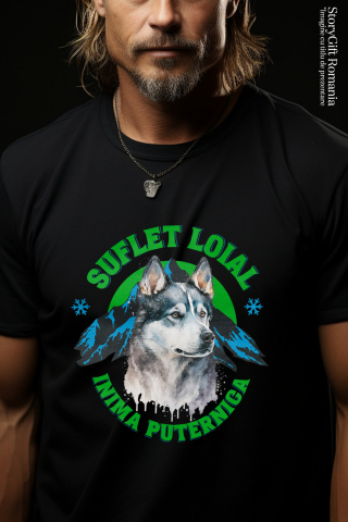 Tricou Femei, Barbati, Copii, Fata, Baiat, Unisex Personalizat Tricou Personalizat Lup Salbatic Husky – Suflet Loial și Inimă Puternică | Cadou pentru Iubitori de Câini [1]