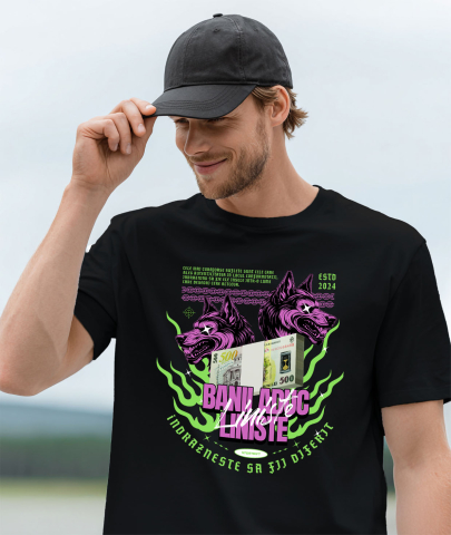 Tricou Femei, Barbati, Copii, Fata, Baiat, Unisex Personalizat Lupi Sălbatici și Teanc Bancnote Bani – Cadou Motivational pentru Familie, Copii, Tati, Prieteni [1]