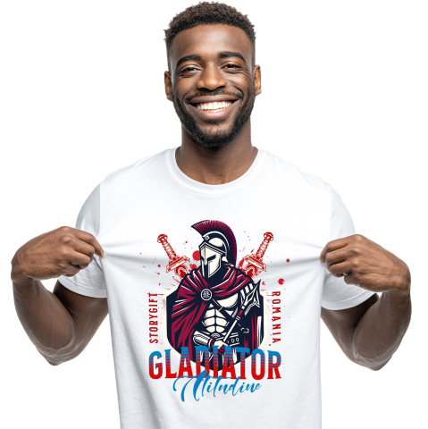 Razboinic - Tricou Femei, Barbati, Copii, Fata, Baiat, Unisex Personalizat Cadouri personalizate – Războinic cu armură de fier și atitudine de gladiator