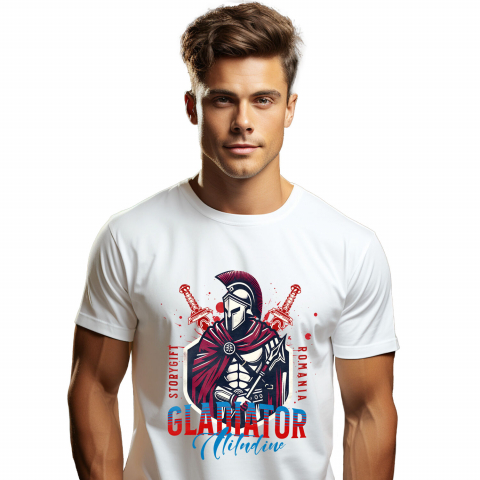 RAZBOINIC - Tricou Femei, Barbati, Copii, Fata, Baiat, Unisex Personalizat Cadouri personalizate – Războinic cu armură de fier și atitudine de gladiator