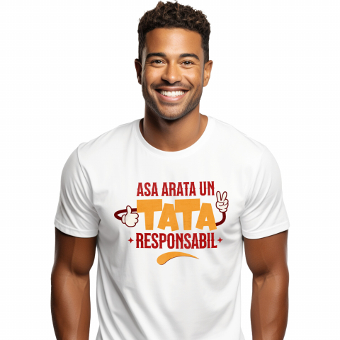 Tata - Tricou Femei, Barbati, Copii, Fata, Baiat, Unisex Personalizat Cadouri Personalizate Tata și Copii | Mâini cu Mănuși Vesele, Iubire și Dragoste