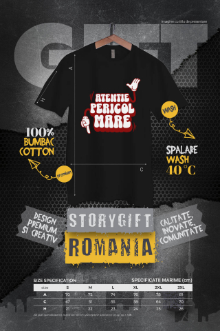 Tricou Femei, Barbati, Copii, Fata, Baiat, Unisex Personalizat „Atentie, Pericol Mare” – Mesaj Sarcastic cu Mâini Mickey Mouse pentru Prieteni și Familie [3]