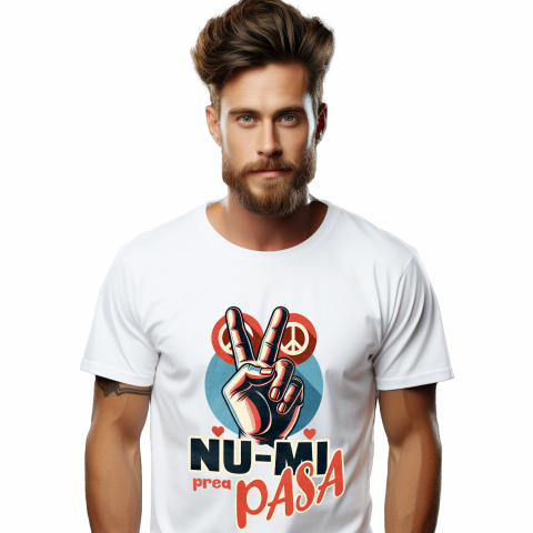 AMUZANTE - Tricou Femei, Barbati, Copii, Fata, Baiat, Unisex Personalizat Semn de Pace Sarcastic „Nu-mi Prea Pasă” cu Inimi Roșii - Cadou Personalizat Amuzant