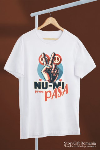 Tricou Femei, Barbati, Copii, Fata, Baiat, Unisex Personalizat Semn de Pace Sarcastic „Nu-mi Prea Pasă” cu Inimi Roșii - Cadou Personalizat Amuzant [2]