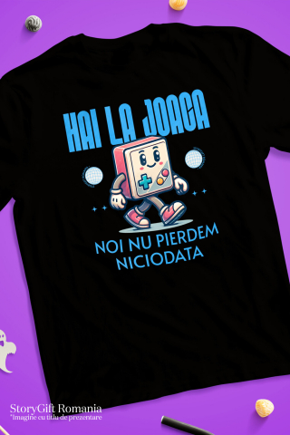 Tricou Femei, Barbati, Copii, Fata, Baiat, Unisex Personalizat Manetă Jocuri Video Veselă cu Text „Hai la Joacă” - Cadou Personalizat pentru Familie și Prieteni [2]