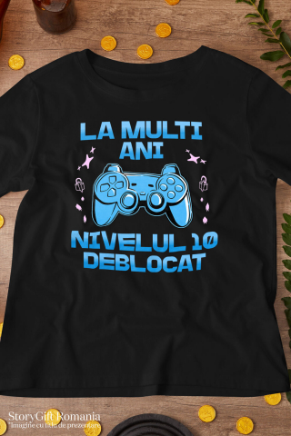 Tricou Femei, Barbati, Copii, Fata, Baiat, Unisex Personalizat Maneta Joc Video „La Mulți Ani Nivelul 10” - Cadou Personalizat pentru Gameri și Iubitorii de Lumea Digitală [2]