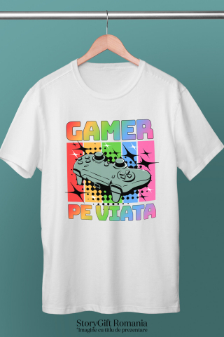 Tricou Femei, Barbati, Copii, Fata, Baiat, Unisex Personalizat Maneta Jocuri Video „Gamer Pe Viață” - Cadou Personalizat Multicolor pentru Iubitorii de Jocuri Video [2]