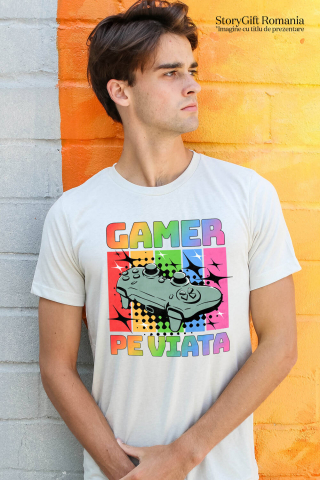 Tricou Femei, Barbati, Copii, Fata, Baiat, Unisex Personalizat Maneta Jocuri Video „Gamer Pe Viață” - Cadou Personalizat Multicolor pentru Iubitorii de Jocuri Video [1]