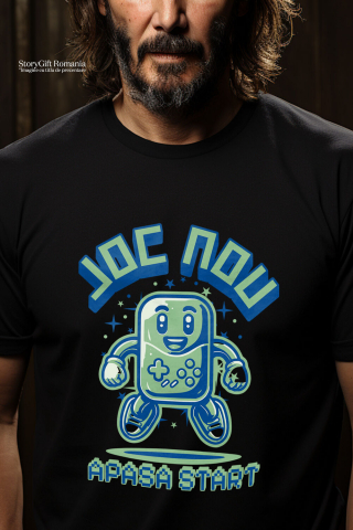 Tricou Femei, Barbati, Copii, Fata, Baiat, Unisex Personalizat Manetă Jocuri Vintage „Joc Nou Apasă Start” - Cadou Personalizat Retro pentru Iubitorii de Gaming [1]