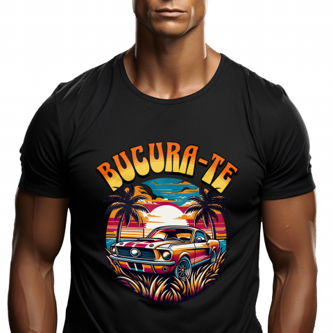 Tricou Femei, Barbati, Copii, Fata, Baiat, Unisex Personalizat Mașină Vintage de Curse – Apus de Soare pe Insulă Tropicală