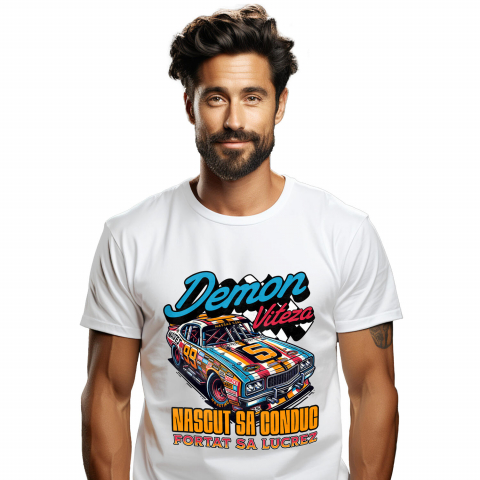 MASINI - Tricou Femei, Barbati, Copii, Fata, Baiat, Unisex Personalizat Mașină De Curse Colorată – Demonul Vitezei Cu Numărul 5