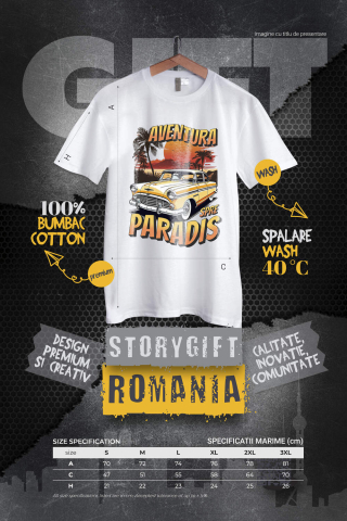 Tricou Femei, Barbati, Copii, Fata, Baiat, Unisex Personalizat Mașină Vintage Galbenă – Aventură Tropicală Spre Paradis [3]