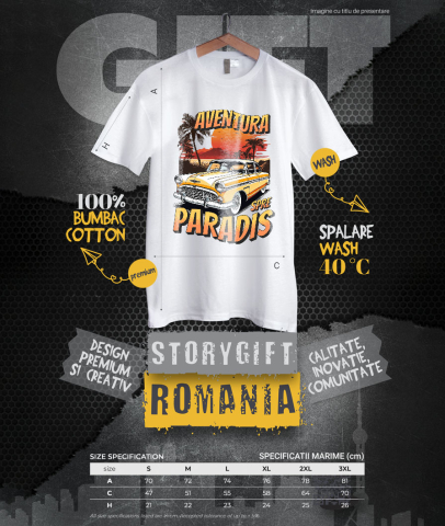 Tricou Femei, Barbati, Copii, Fata, Baiat, Unisex Personalizat Mașină Vintage Galbenă – Aventură Tropicală Spre Paradis [3]