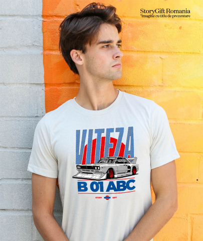 Tricou Femei, Barbati, Copii, Fata, Baiat, Unisex Personalizat Mașină Gri De Curse – Motor Puternic și Roți Roșii pentru Viteză Extremă [1]