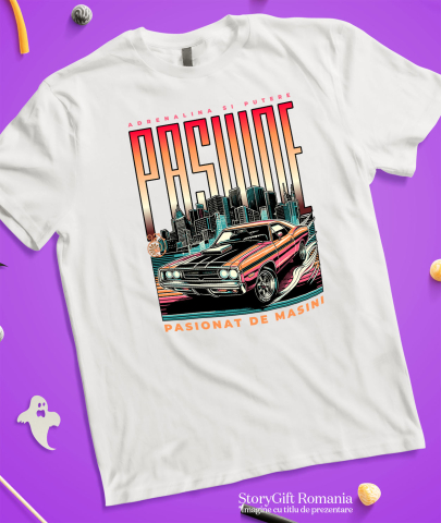 Tricou Femei, Barbati, Copii, Fata, Baiat, Unisex Personalizat Tricou Drifting – Mașină Tunată Roșie în Oraș Noaptea [2]