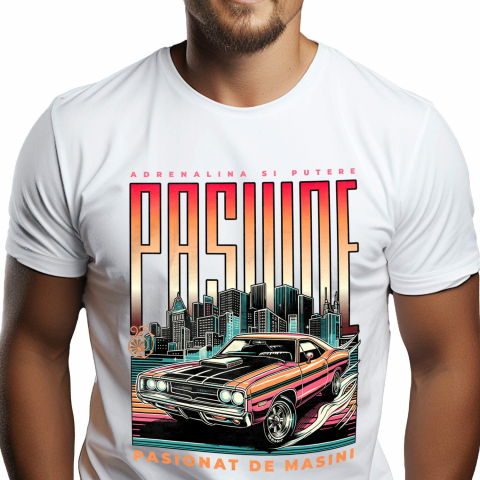 MASINI - Tricou Femei, Barbati, Copii, Fata, Baiat, Unisex Personalizat Tricou Drifting – Mașină Tunată Roșie în Oraș Noaptea