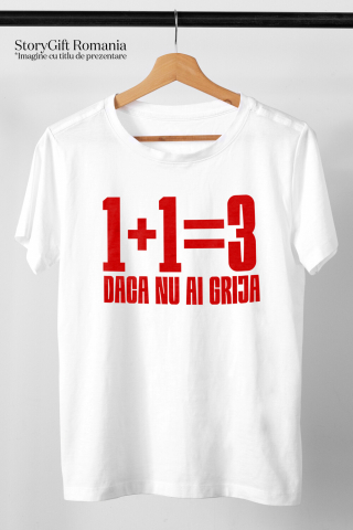 Tricou Femei, Barbati, Copii, Fata, Baiat, Unisex Personalizat Haios Adunare Matematica Unu Plus Unu Egal Trei – Cadouri Personalizate pentru Familie și Copii [2]