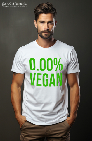 Tricou Femei, Barbati, Copii, Fata, Baiat, Unisex Personalizat Cadou personalizat cu mesaj haios „0,00% Vegan, Carne, Mâncare, Pofticios” – Perfect pentru iubitorii de mâncare [1]