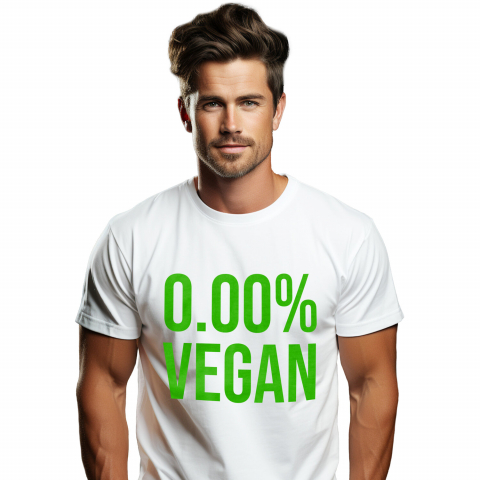 MANCARE - Tricou Femei, Barbati, Copii, Fata, Baiat, Unisex Personalizat Cadou personalizat cu mesaj haios „0,00% Vegan, Carne, Mâncare, Pofticios” – Perfect pentru iubitorii de mâncare
