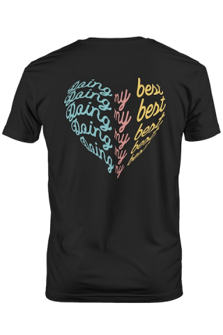 Barbati - Marimea M - Tricou Barbati Cu Mesaj In Engleza Doing My Best, Mesaj Motivational, Fac Tot Ce Pot, Inima, Love, Iubire, Unica, Motivational, cu imprimeu pe Spate, 100% Bumbac, Negru, M