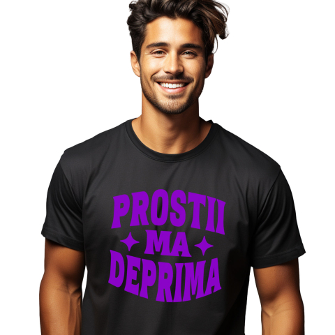 Tricou Femei, Barbati, Copii, Fata, Baiat, Unisex Personalizat „Prostii mă deprimă, dar te iubesc” - Mesaj Haios și Sarcastic pentru Iubitori de Glume