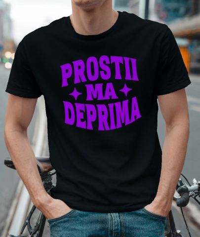 Tricou Femei, Barbati, Copii, Fata, Baiat, Unisex Personalizat „Prostii mă deprimă, dar te iubesc” - Mesaj Haios și Sarcastic pentru Iubitori de Glume [1]