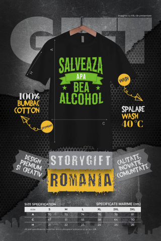 Tricou Femei, Barbati, Copii, Fata, Baiat, Unisex Personalizat „Salvează Apa, Bea Alcool” – Mesaj Haios pentru Petrecere și Distracție [3]