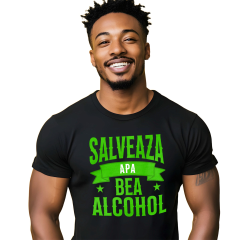 Tricou Femei, Barbati, Copii, Fata, Baiat, Unisex Personalizat „Salvează Apa, Bea Alcool” – Mesaj Haios pentru Petrecere și Distracție