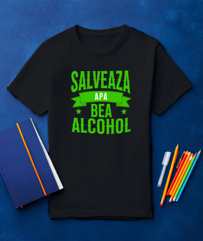 Tricou Femei, Barbati, Copii, Fata, Baiat, Unisex Personalizat „Salvează Apa, Bea Alcool” – Mesaj Haios pentru Petrecere și Distracție [2]