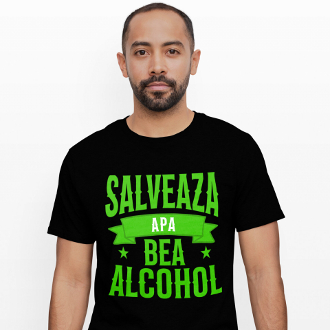 AMUZANTE - Tricou Femei, Barbati, Copii, Fata, Baiat, Unisex Personalizat „Salvează Apa, Bea Alcool” – Mesaj Haios pentru Petrecere și Distracție