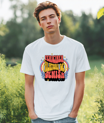 Tricou Femei, Barbati, Copii, Fata, Baiat, Unisex Personalizat „Fericire alături de Denisa” - Mesaj Romantic Personalizat cu Flori Colorate | Cadou pentru Iubită [1]