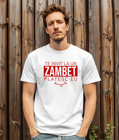 Tricou Femei, Barbati, Copii, Fata, Baiat, Unisex Personalizat Mesaj Zâmbet Larg „Te Invit La Un Zâmbet, Plătesc Eu” | Cadou Romantic Personalizat [1]