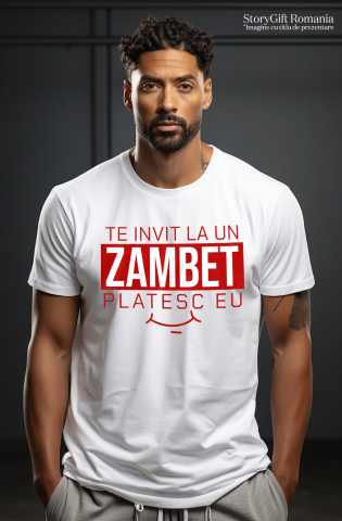 Tricou Femei, Barbati, Copii, Fata, Baiat, Unisex Personalizat Mesaj Zâmbet Larg „Te Invit La Un Zâmbet, Plătesc Eu” | Cadou Romantic Personalizat [1]