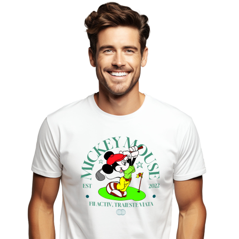 Desene Animate - Tricou Barbati cu Mickey – Campionul de Golf 100% Bumbac, Alb, S