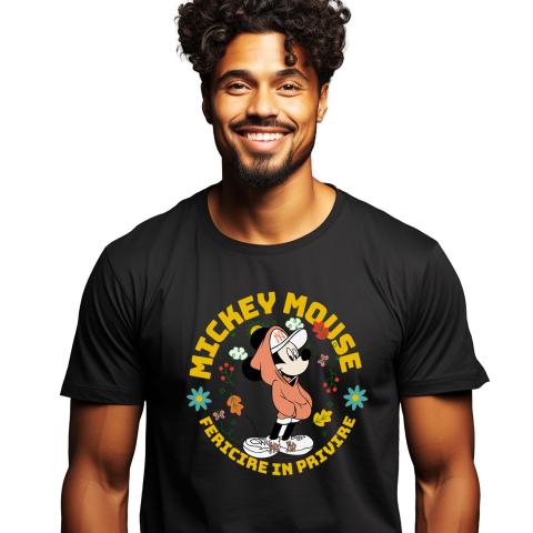 Desene Animate - Tricou Barbati cu Mickey in outfit de strada 100% Bumbac, Negru, XL