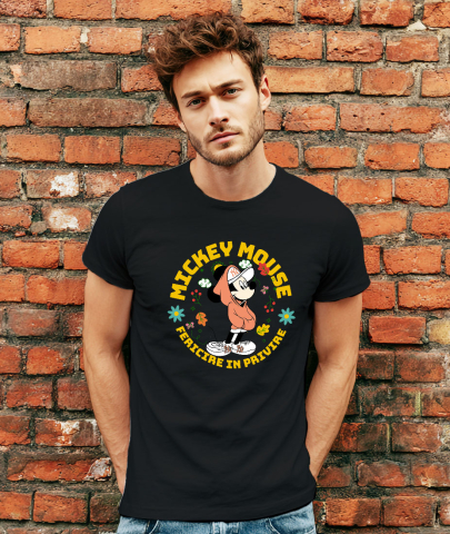 Tricou Barbati cu Mickey in outfit de strada 100% Bumbac, Negru, XL [1]