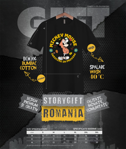 Tricou Barbati cu Mickey in outfit de strada 100% Bumbac, Negru, XL [3]