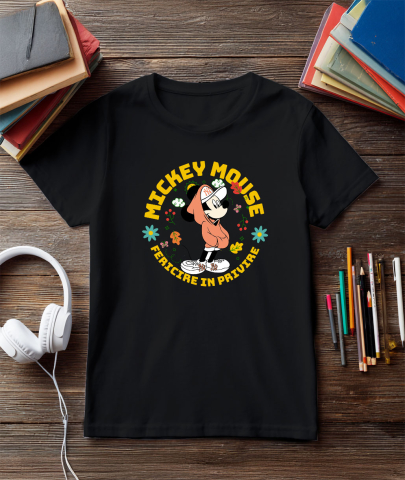 Tricou Barbati cu Mickey in outfit de strada 100% Bumbac, Negru, XL [2]