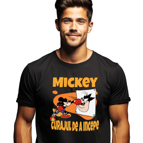 Sport - Tricou Barbati cu Mickey Mouse – campionul din ring 100% Bumbac, Negru, M