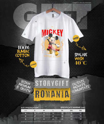 Tricou Barbati cu Mickey Mouse - Disney în Acțiune: Aventuri de Neuitat 100% Bumbac, Alb, L [3]
