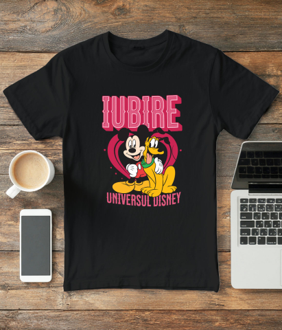 Tricou Barbati cu Mickey si Pluto – Echipa Vesela  100% Bumbac, Negru, L [2]