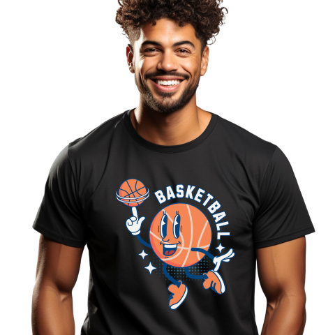 Sport - Tricou Femei, Barbati, Copii, Fata, Baiat, Unisex Personalizat Minge de Baschet Animată – Design Sportiv și Motivațional