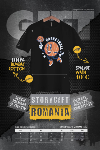 Tricou Femei, Barbati, Copii, Fata, Baiat, Unisex Personalizat Minge de Baschet Animată – Design Sportiv și Motivațional [3]