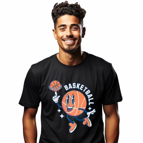 Tricou Personalizat - Tricou Femei, Barbati, Copii, Fata, Baiat, Unisex Personalizat Minge de Baschet Animată – Design Sportiv și Motivațional