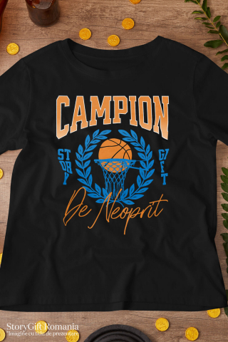 Tricou Femei, Barbati, Copii, Fata, Baiat, Unisex Personalizat Minge de Baschet Personalizată – Campion de Neoprit | Cadou Motivațional [2]